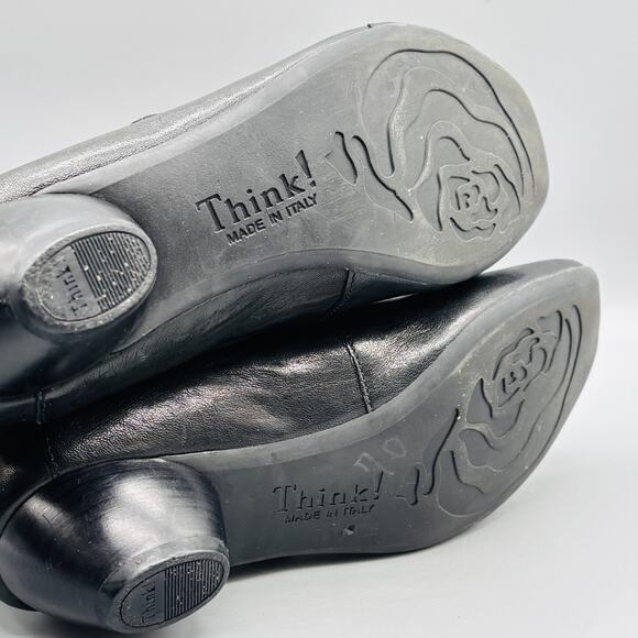 Think Shoes Womens 7 Black Leather Mary Jane Pumps Low Heel Slip On Walking - Picture 8 of 11